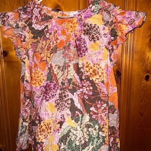 Terra & Sky Orange & Pink Floral Blouse